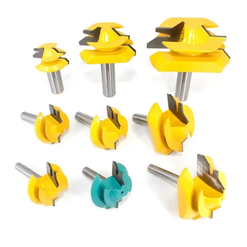 1PC 1/4" 6.35MM 생크 밀링 커터 목공 조각 45도 잠금 마이터 라우터 비트 테논 밀링 커터 목공 기계 공구