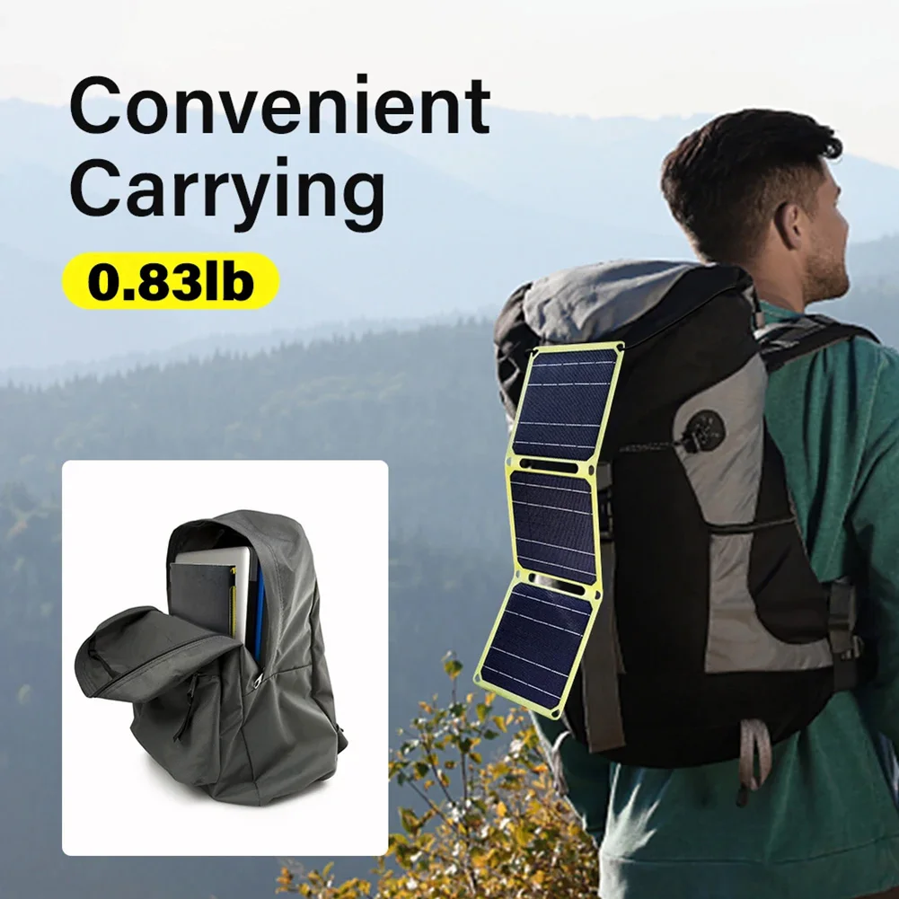 

​30W/40W 5V Portable Battery Phone Charger IP67 Waterproof Foldable Solar Cell Mobile Power Bank Charger for USB A C Power Bank