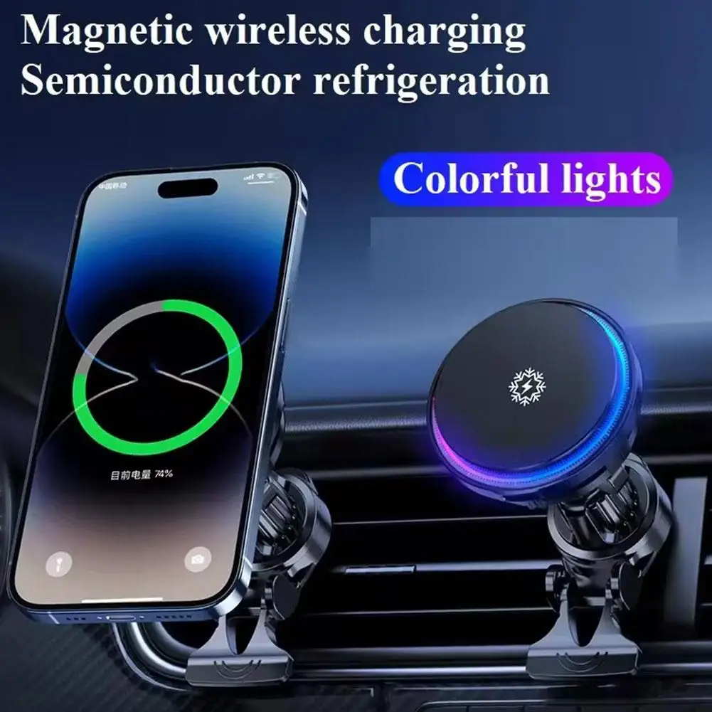 15 واط الجليد التبريد المغناطيسي شاحن سيارة لاسلكي محطة شحن سريع آيفون 15 14 13 12 برو ماكس MacSafe حامل هاتف السيارة X3E3 #5