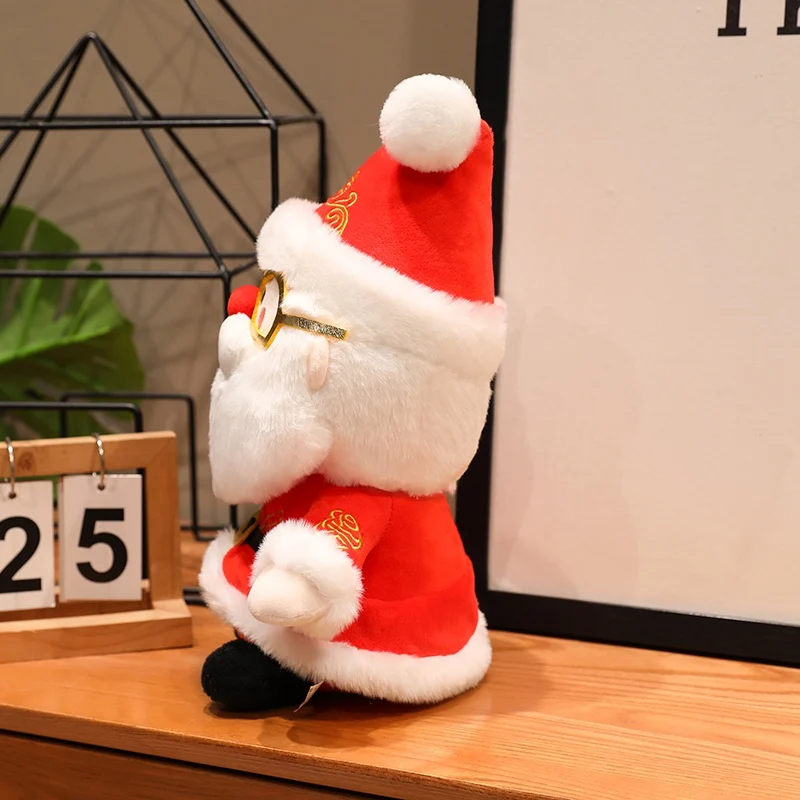 32cm bonito dos desenhos animados papai noel com fio dourado óculos brinquedos de pelúcia recheado anime plushie bonecas natal festa em casa decoração presentes