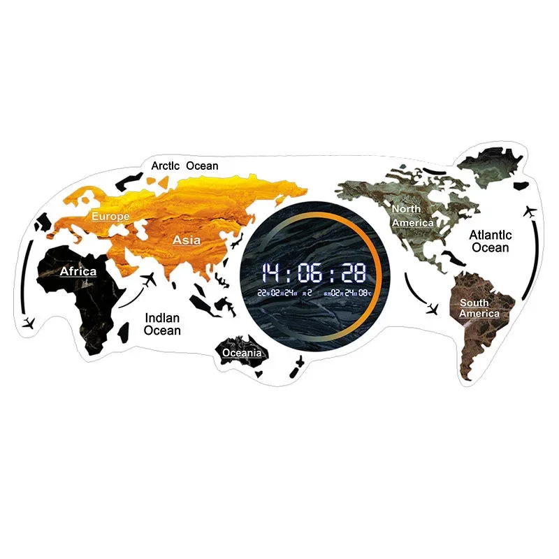 160*73 no light Wholesale large Acrylic Home Decor decoration hanging watch World Map Wall Clock dropshipping products