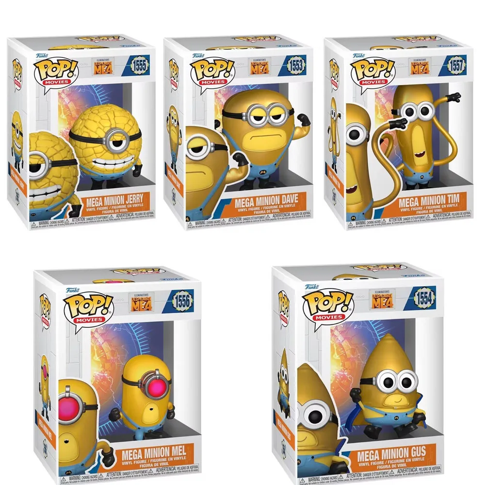Экшн-фигурки Funko из фильмов «Гадкий я», 4 мега-миньон, Тим #1557, Дэйв #1553, Гус #1554, Джерри, виниловые фигурки, куклы, игрушки, подарок для детей