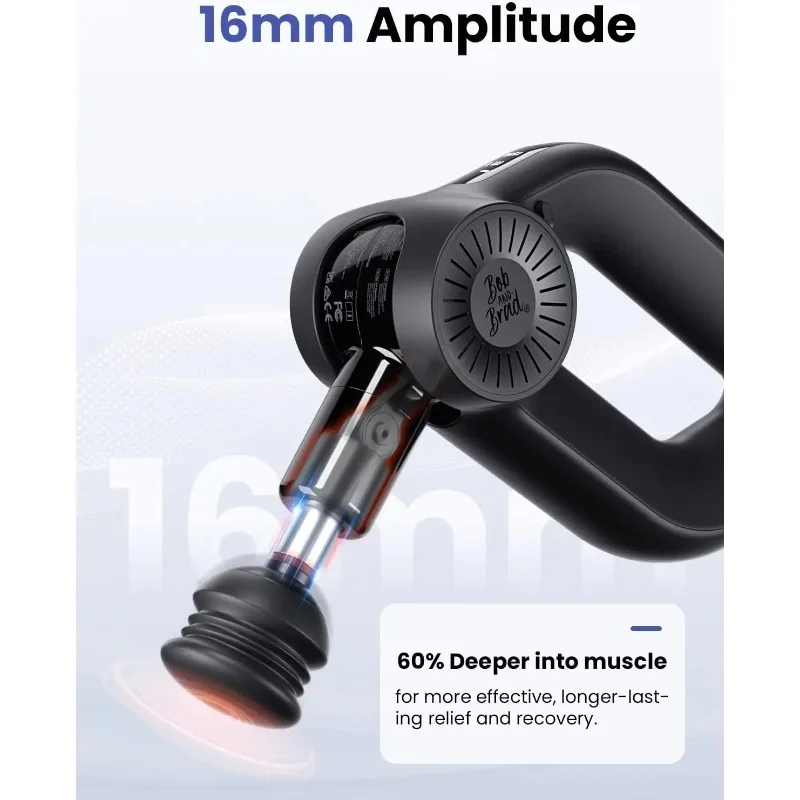 BOB AND BRAD D6 Pro Massage Gun Deep Tissue Percussion with 16mm Amplitude, Professional Muscle Massager Gun for Athletes