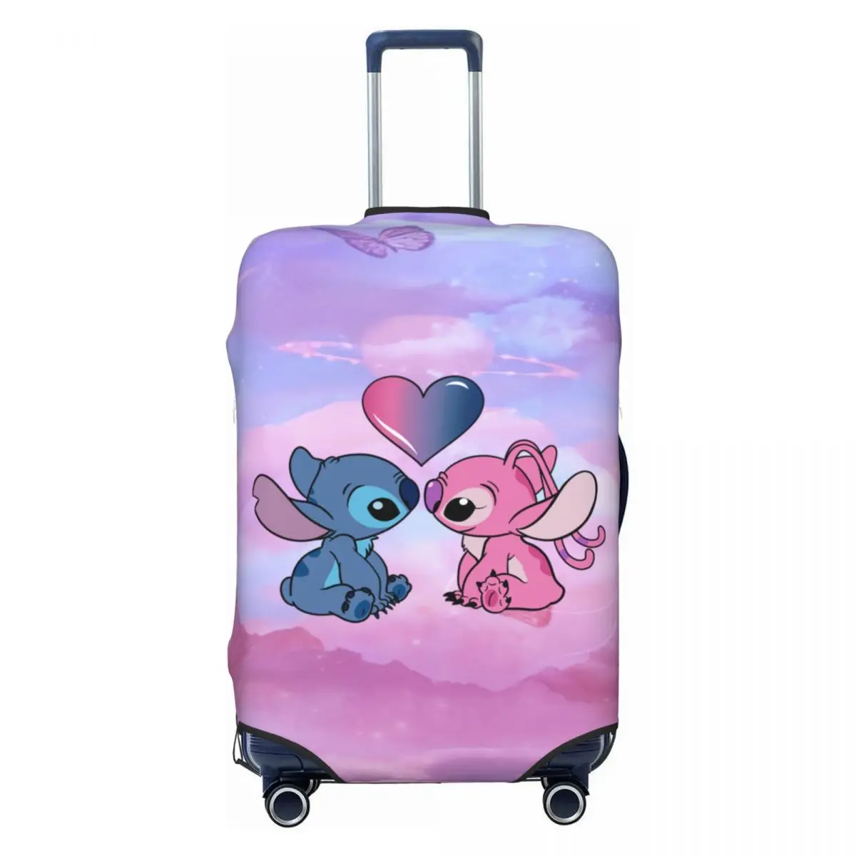 

Stitch And Angel Love Suitcase Cover Elastic Travel Luggage Covers for 18-32 inch