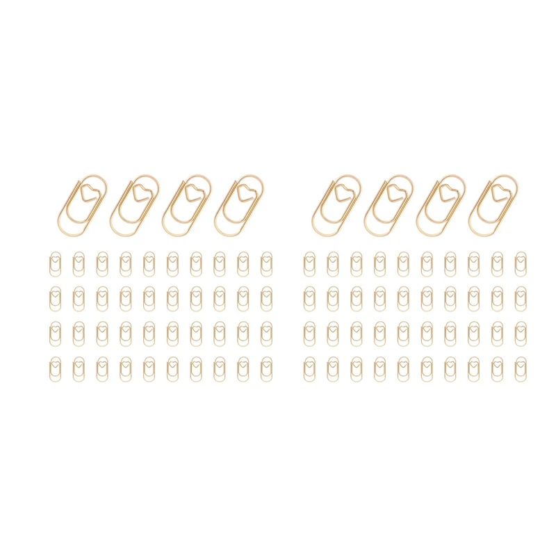 300 Pieces Gold Cute Paper Clips Mini Clips Heart Shaped Paperclips Bookmark Clips For Office Supplier School