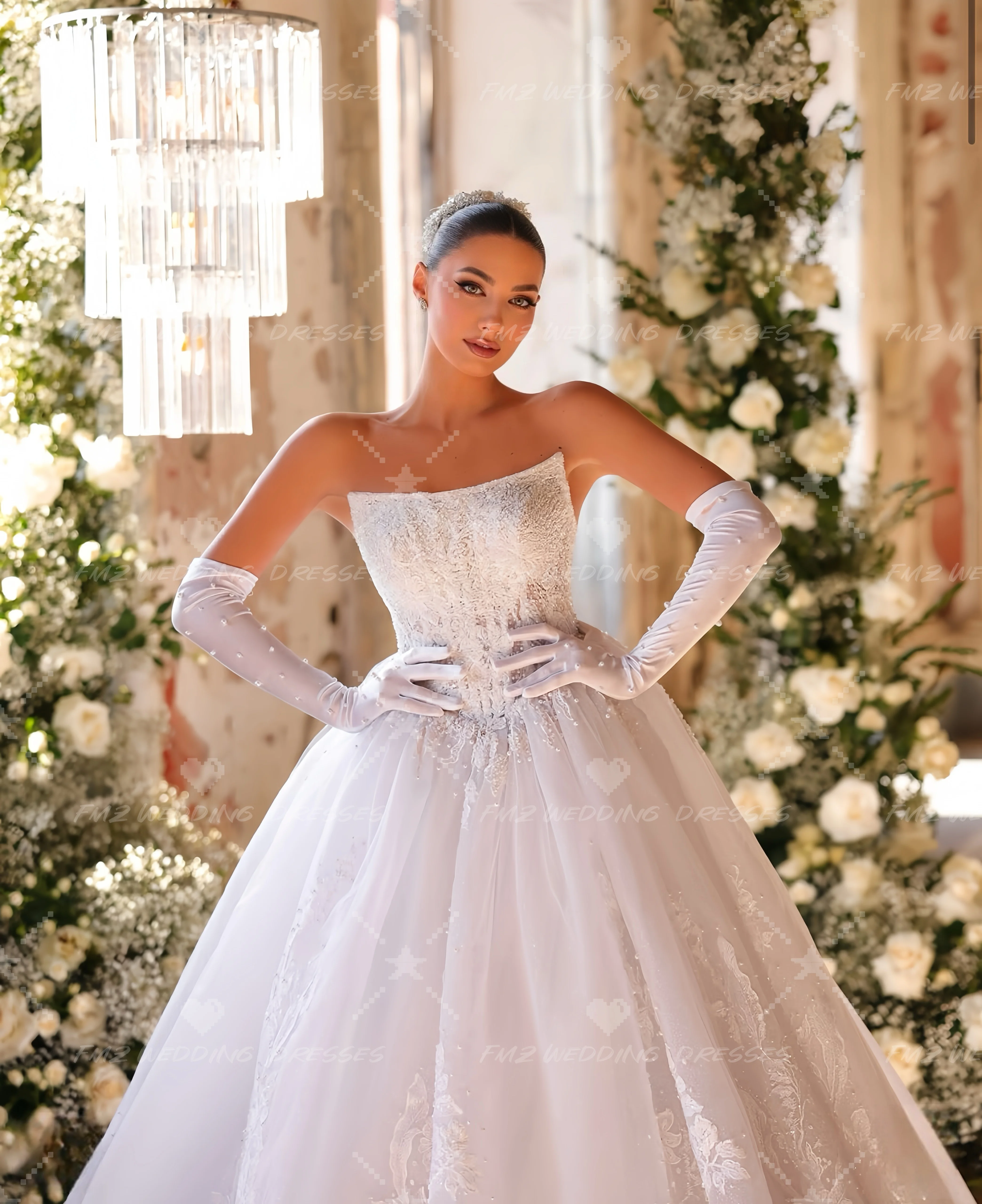 Customzied strapless sleeveless backless elegant wedding dress vestidos de novia amanda novias amanda novias official