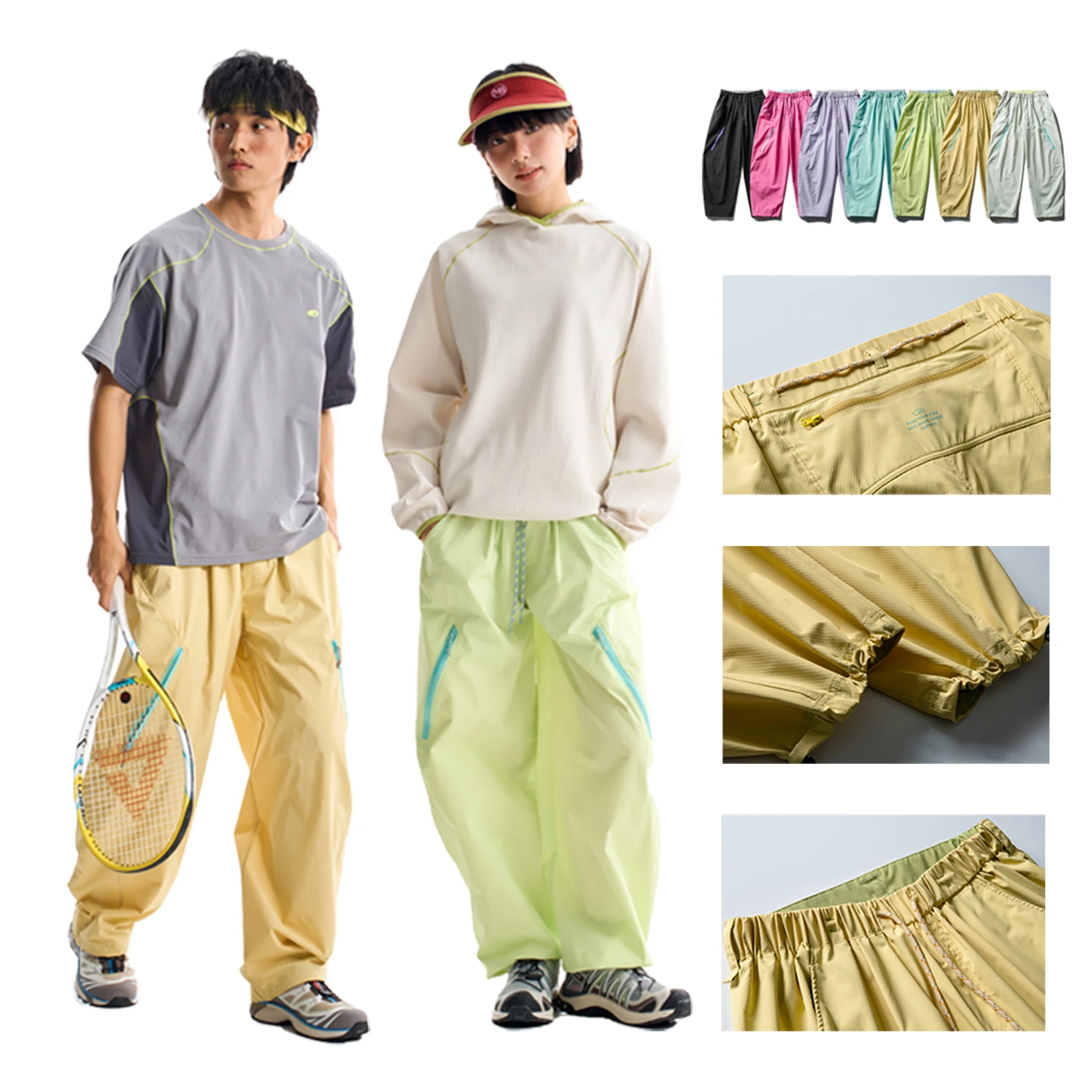Unisex Loose Casual Pants Water-Repellent Ripstop Anti-Static Quick Dry Adjustable Cuffs Trekking Trousers Straight & Jogger