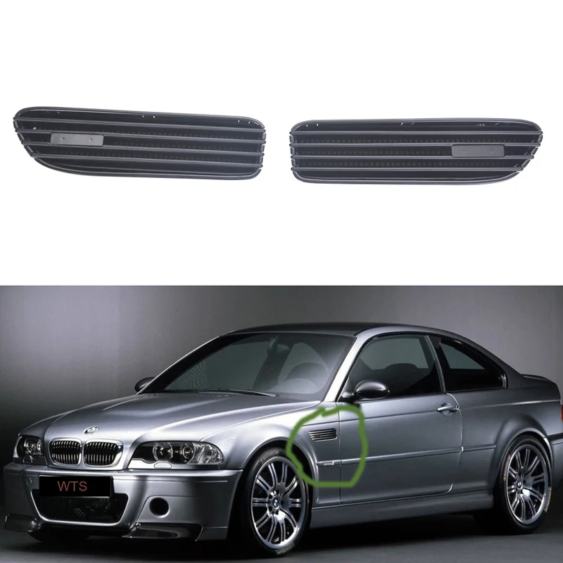 

Сменная матовая черная боковая решетка крыла из АБС-пластика для BMW E46 E90 M3 2001-2013 (с значками M3)