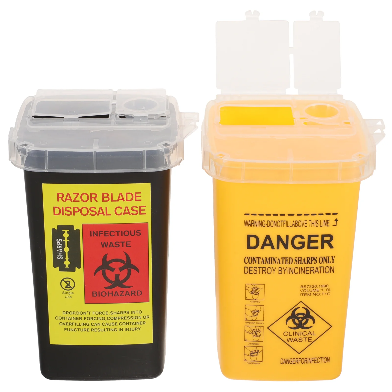 

2pcs Sharps Disposal Containers Plastic Recycle Boxes Tattooing Sharps Waste Disposal Holders sharps bucket