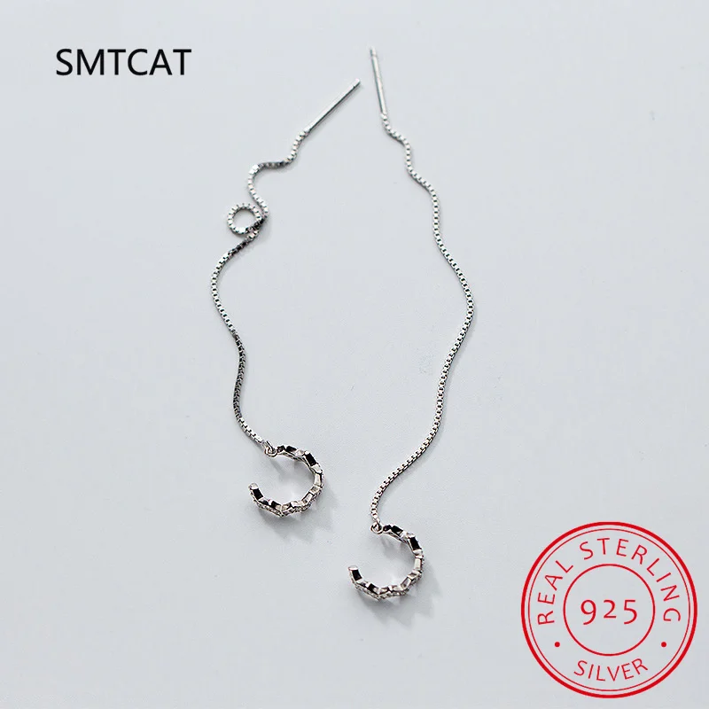 Real 925 Sterling Silver Box Chain Wave Clip On Earring Ear Cuff For Women Without Piercing Earring Jewelry DB1352