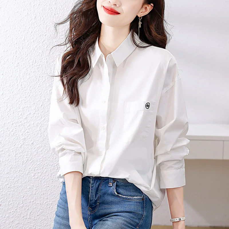 Azul listrado feminino longo sve algodão irt commute sle solto ajuste puro algodão design simples outono faion nova chegada