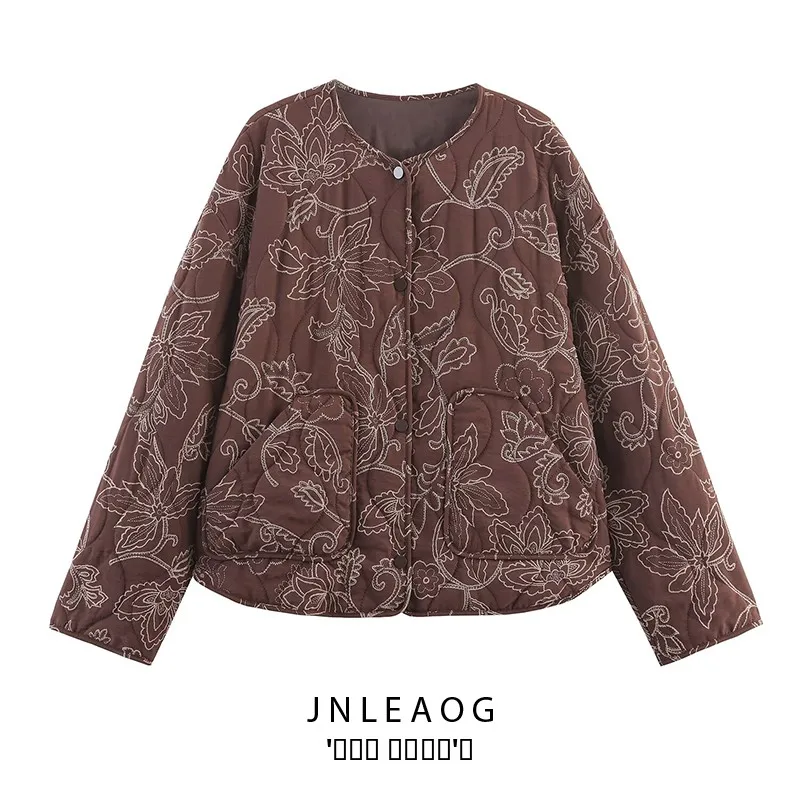 

JNLEAOG модный универсальный тюре с принтом, женская верхняя одежда, осень 2021, полиэфирное волокно, длинная застежка на пуговицы