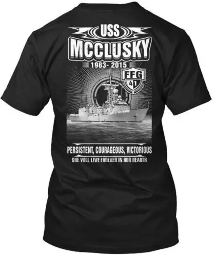 Uss Ffg-41 Mcclusky Ffg 41 1983 Persistent T-Shirt Made in the USA Size S to 5XL