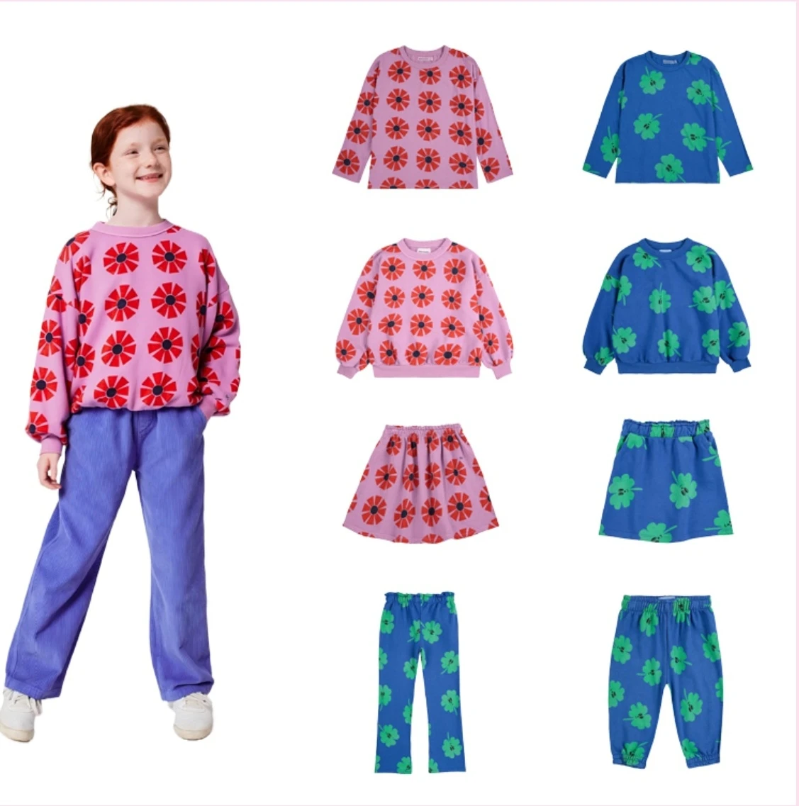 

Korean Children's Clothes 2025aw Snow Printed Sweatshirts Skirts Baby Boys Girls Cotton Sweater Long Sleeve T Shirts Pants Set