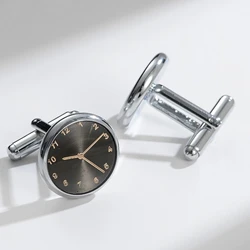 Men's Watch Cufflinks Fashion Business Banquet New French Buttons Gold Color Roman Numeral Scale Clock Cuff Links