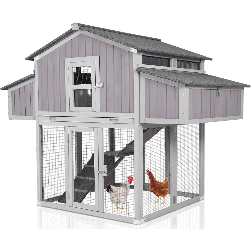 

Large Chicken Coop Folding Design Easy To Set Up Portable Chicken House for Outdoor with Two Nesting Box UV-Resistant Roof Panel