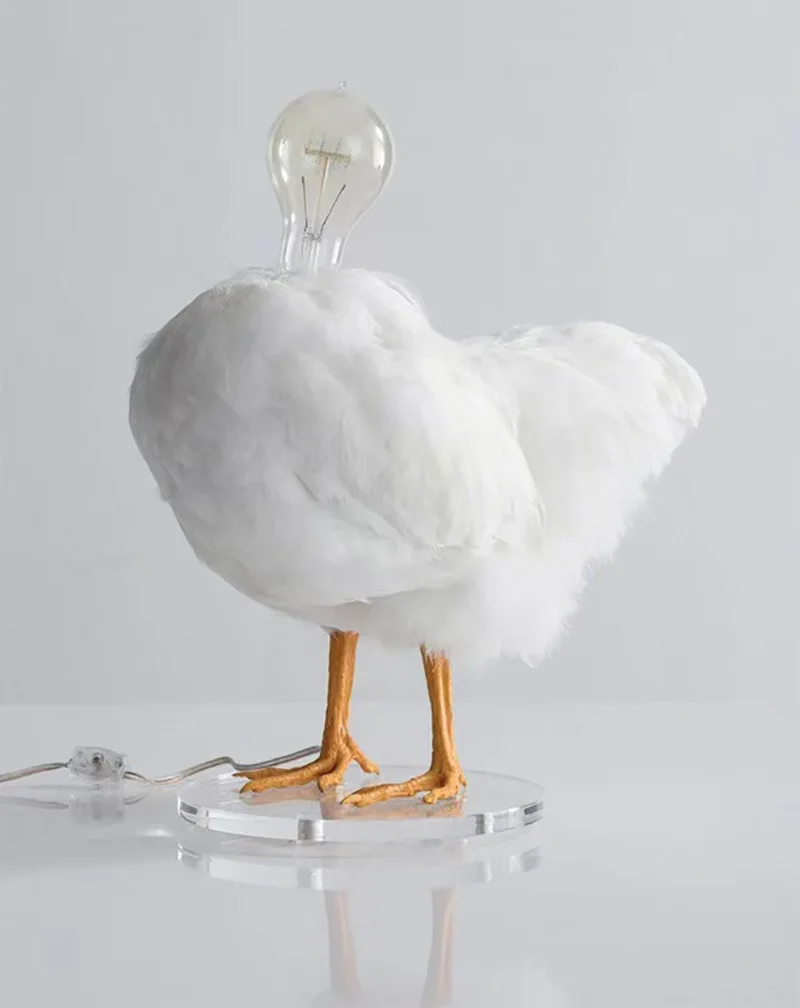 Cross-border New Easter White Rooster Light Imitation Chicken Decoration Resin Design Lamp Bulb