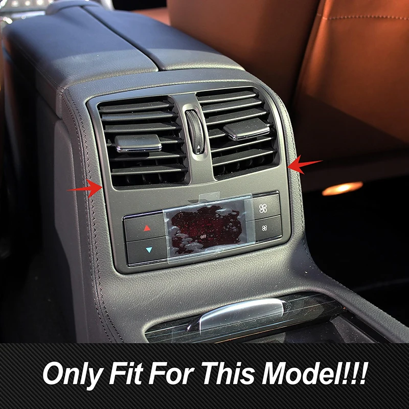 ألياف الكربون اللون سيارة الخلفي تكييف الهواء تنفيس الإطار الديكور غطاء الكسوة الفولاذ المقاوم للصدأ لمرسيدس بنز CLS W218 2012-2017 #4