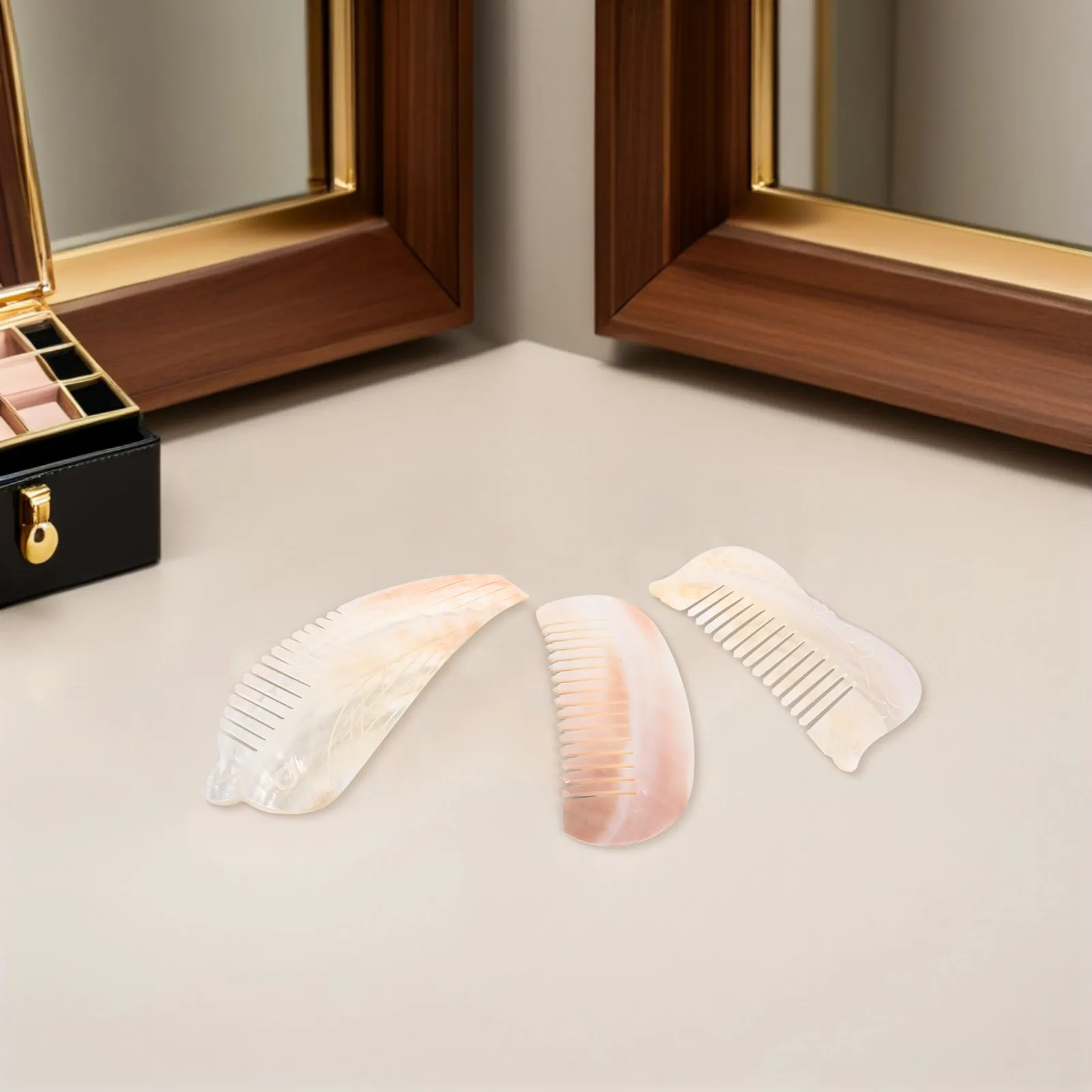

3Pcs Natural Shell Hair Combs Seashell Styling Craft Lightweight Decorative Comb for Women Pocket Purse and Gift Option