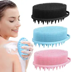 2 in 1 Soft Silicone Exfoliating Brush Cleanser Manual Body Cleansing Scrubber Shower Gentle Massage Bath Brush Cleaning Tool