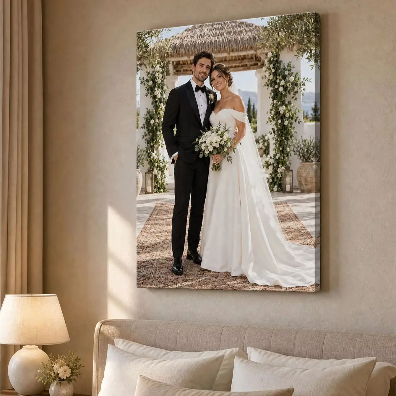 Custom Photo Canvas, Personalized Unframed Poster for Couples, Wedding Portrait Wall Art, Marriage Souvenir & Bridal Room Decor