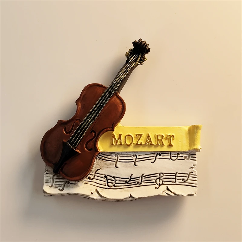 Austria, Mozart, violín, estereoscópico 3D, recuerdos de turismo, pintura de resina, decoración del hogar, imanes de refrigerador ﻿