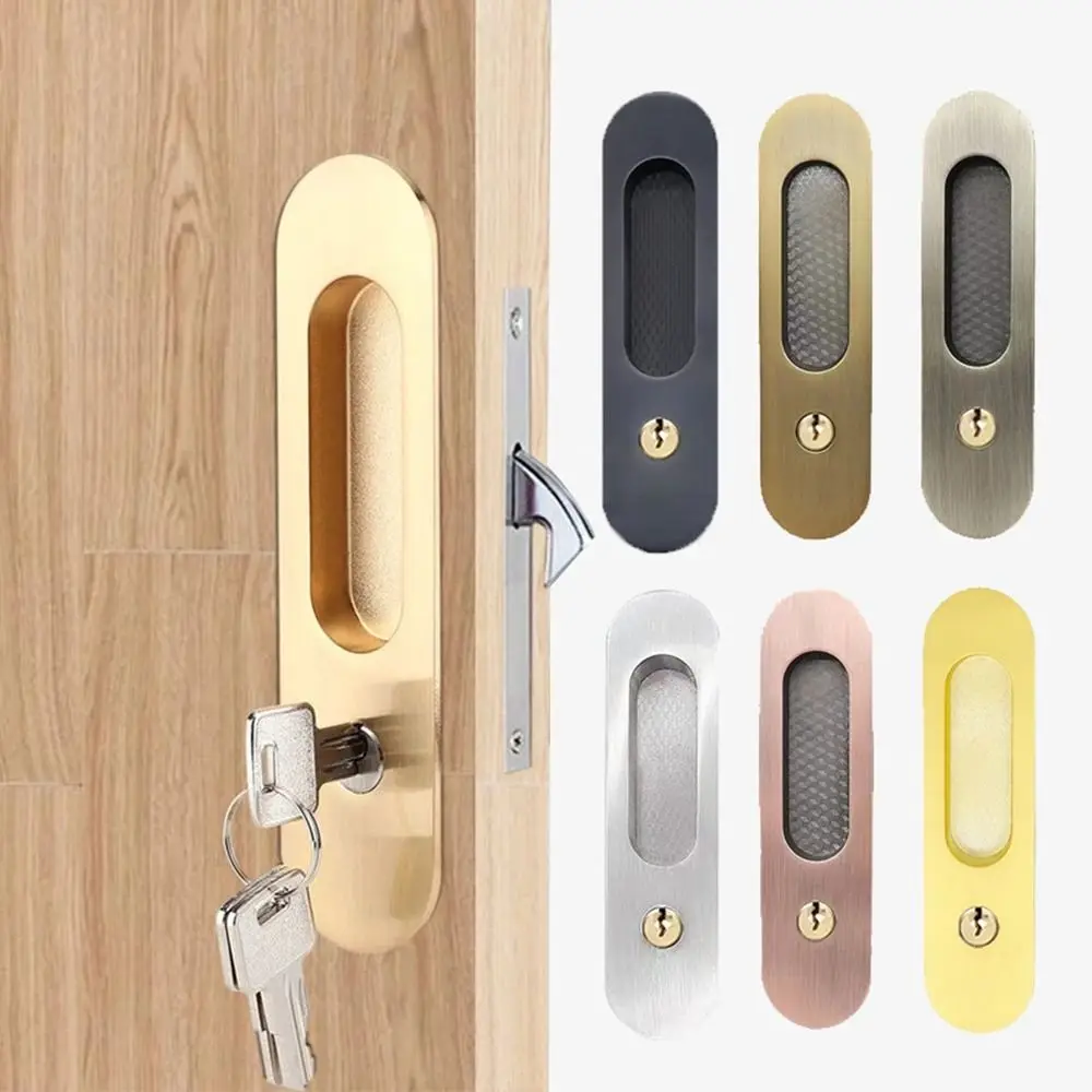 

New Zinc Alloy Sliding Door Lock Hidde Interior Door Door Pull Lock Furniture Anti-theft Hidde Handle Lock Sliding Door