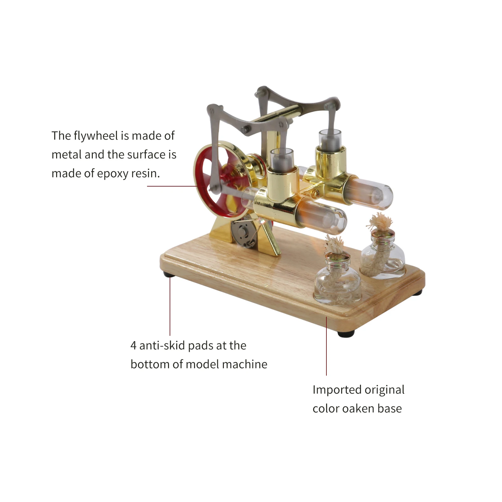 Stirling Engine Kit Hot Air Motor Model Physical Dual Engine Generator Model with LED Light Flywheel Design Science Experiment