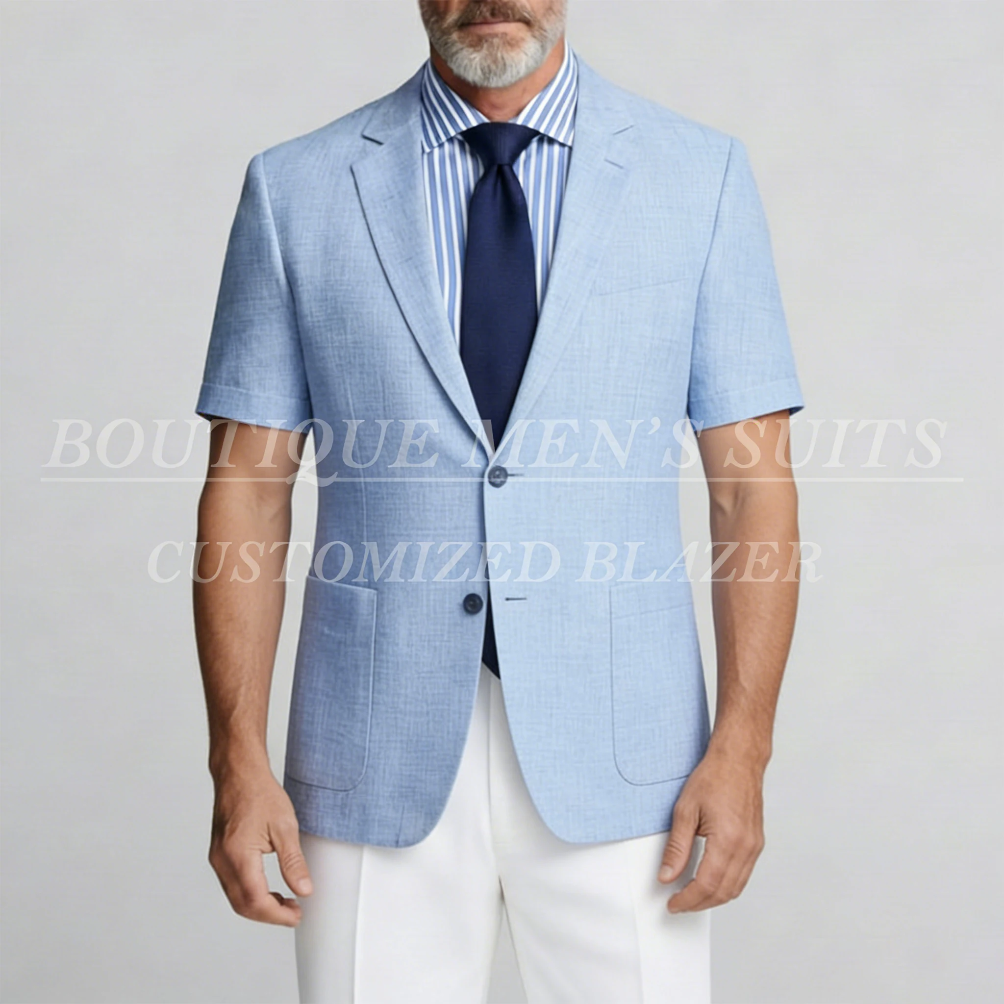 

Luxury Wedding Men Suits Blazer 2026 Customzied Single Breasted Short Sleeve 2 Piece Jacket Pants Male Clothing Outfits Costume