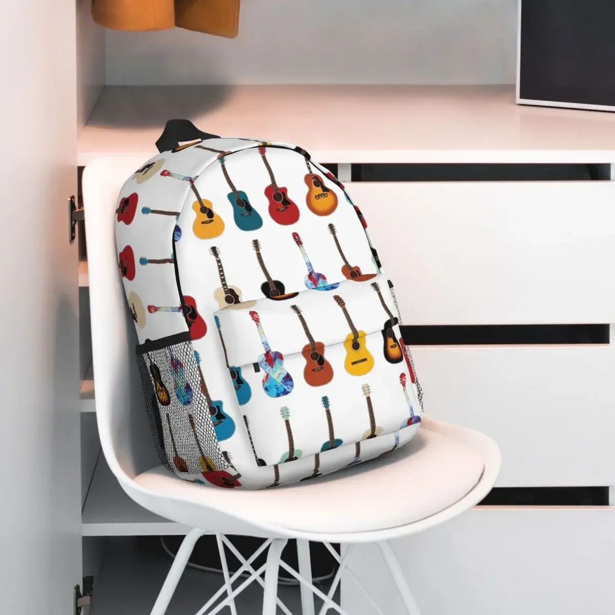 Acoustic Guitar Icons Huge Collection Backpacks Teenager Bookbag Fashion Children School Bags Travel Rucksack Shoulder Bag