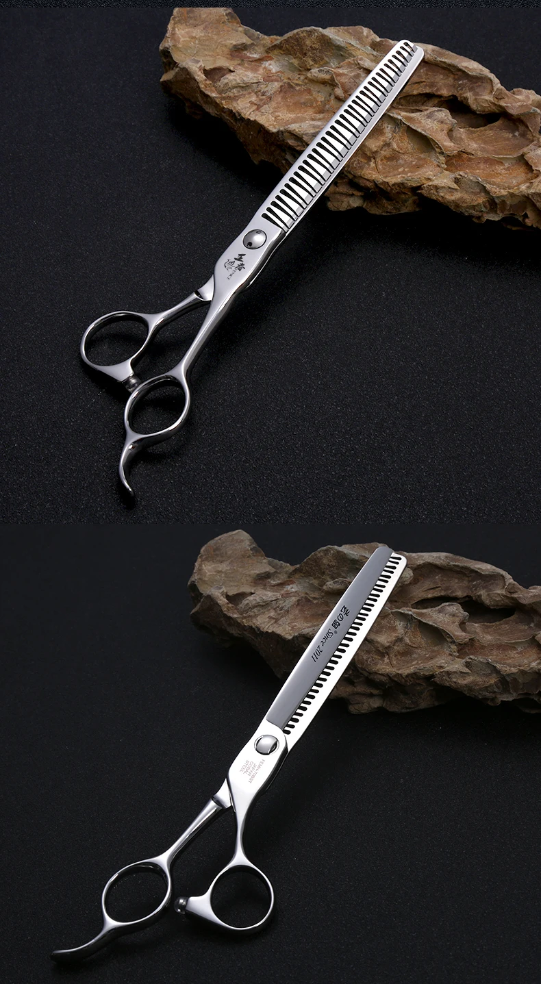 Fenice 7,0 Zoll VG10 Stahl 3d Gradient spurlose Zähne Haustier gebogen/gerade Chunker Schere Lager Schrauben Haustier Pflege Schere – Detail 18