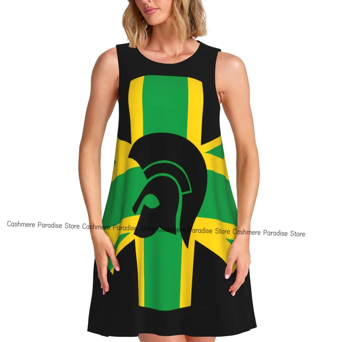 Sukienka damska Reggae Jamaica Letnia codzienna sukienka typu T-shirt Sukienki plażowe Narzutka Sukienka na ramiączkach