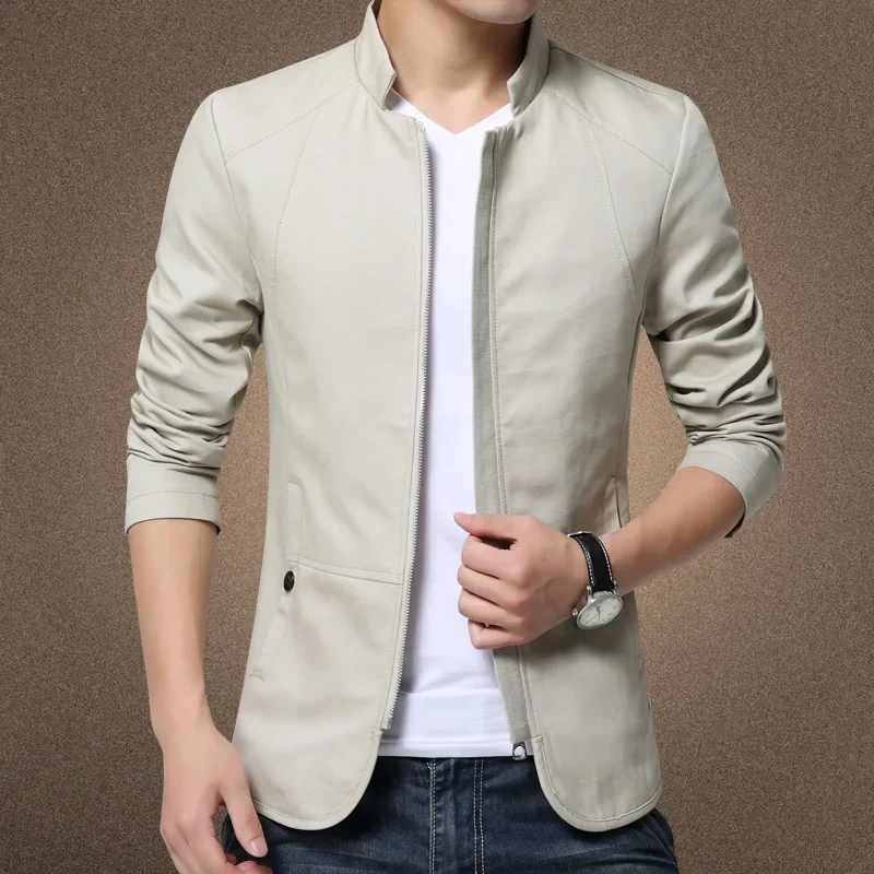 Mens Jacket Fashion Standing Collar Jacket Coats Men Slim Fit Business Casual Male Jackets Men Clothing Plus Size M-5XL