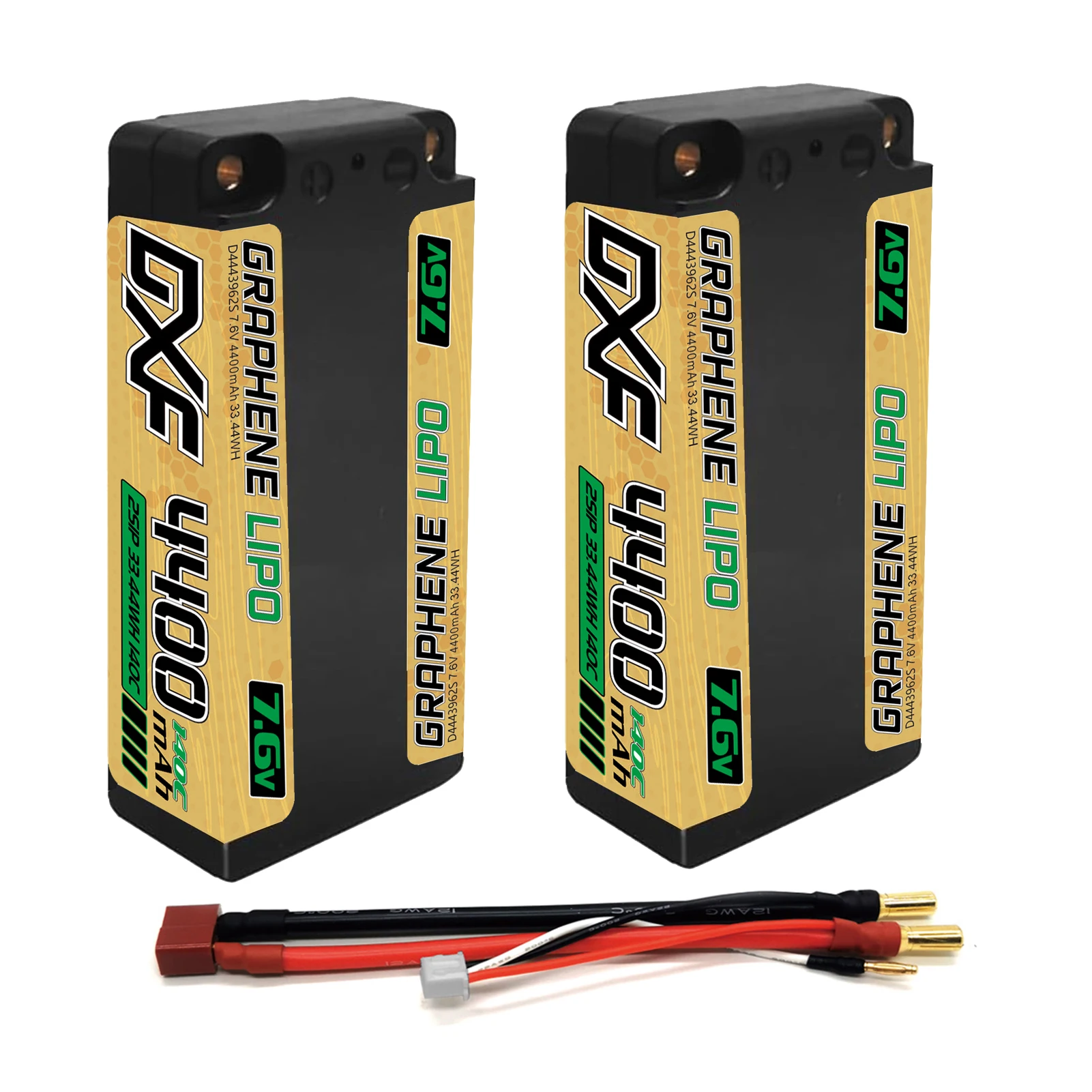 DXF Lipo Battery 2S Shorty HV 7.6V 4800mah Deans T 5mm 4mm Bullet Competition Short-Pack for RC 1/10 Car