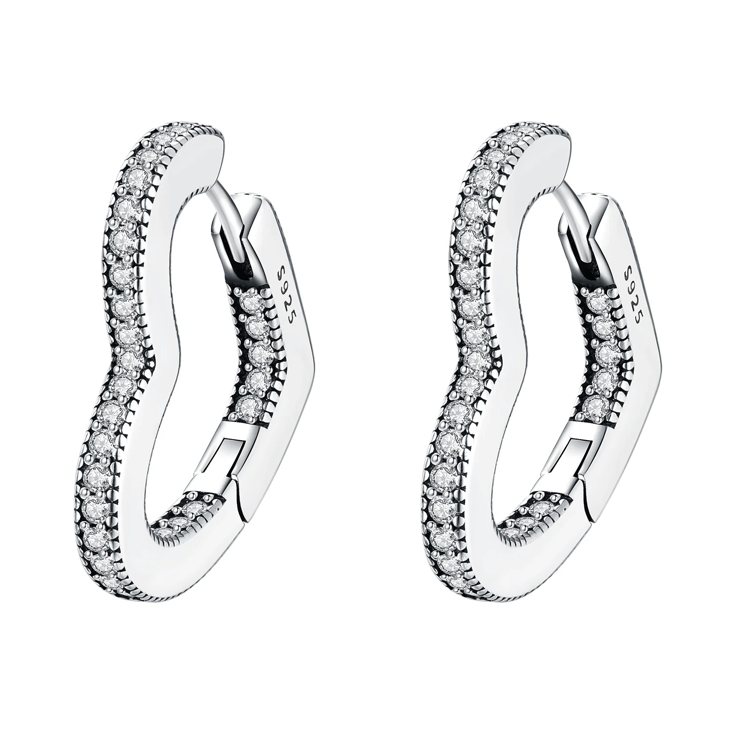 CYCUFF S925 Sterling Silber Funkelnde herzförmige Ohrringe Creolen Damenschmuck Original Trendige Jubiläumsgeschenke