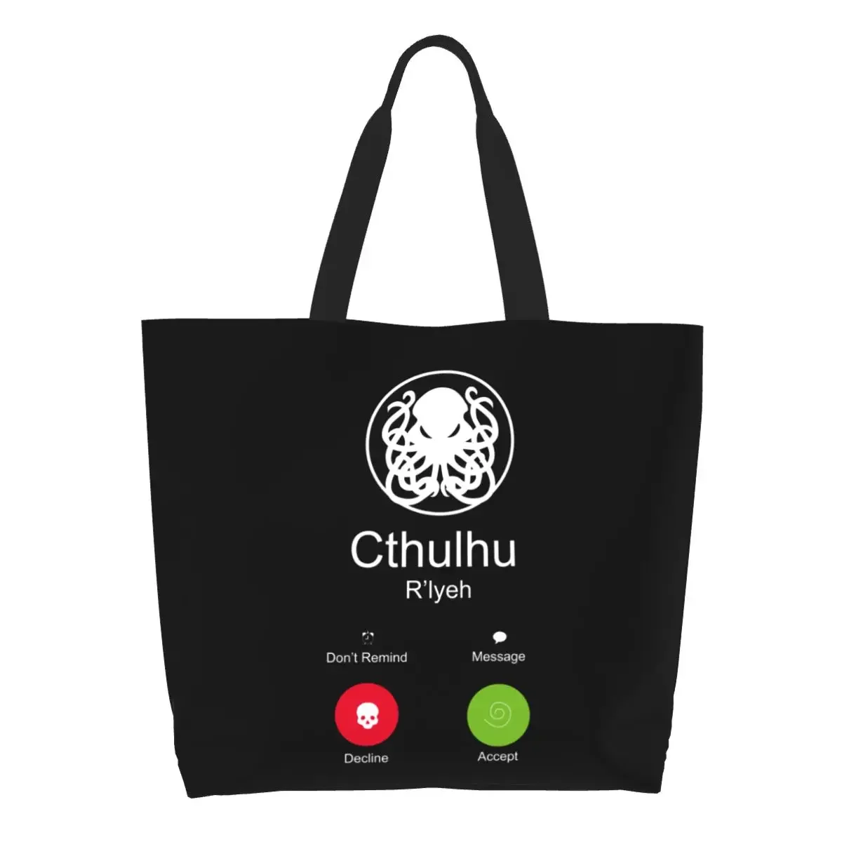 

The Call Of Cthulhu Groceries Shopping Tote Bag Women Fashion R'lyeh Octopus Canvas Shoulder Shopper Bag Large Capacity Handbags