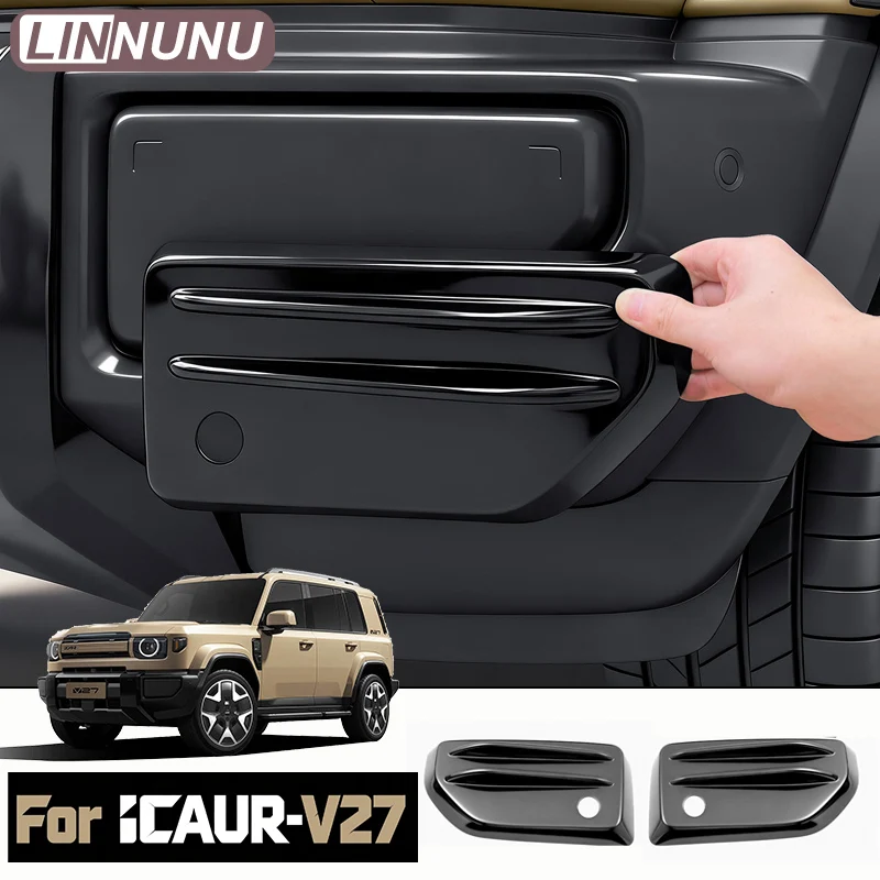 LINNUNU For Chery iCAUR V27 2026 Front Rear Bumper Radar Sensor Cover Gloss Black Anti-Scratch Protector Guard Trim Accessories