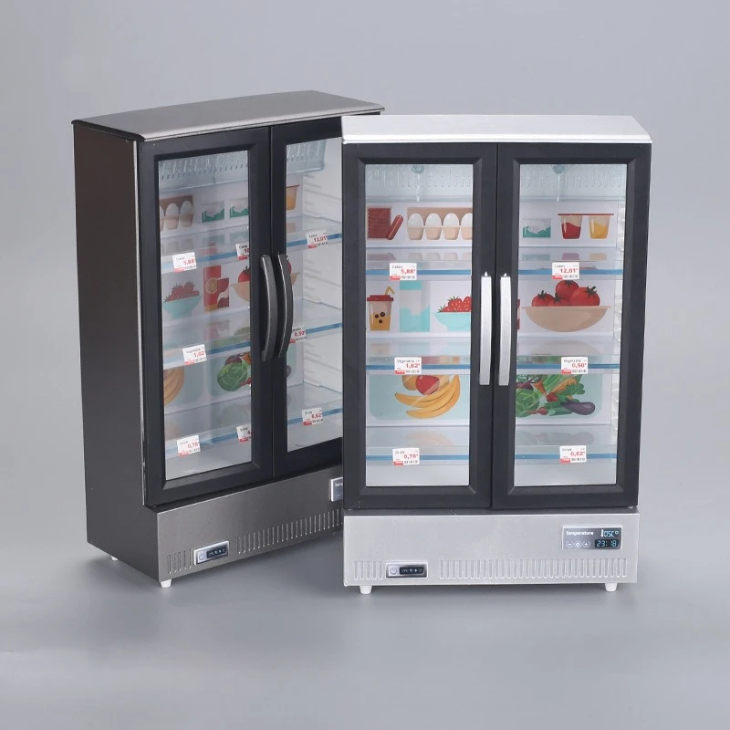 الإبداعية البسيطة محاكاة مزدوجة الباب ثلاجة كبيرة الفريزر الأكثر مبيعا الغذاء اللعب المطبخ الديكور صغيرة ورائعة #1