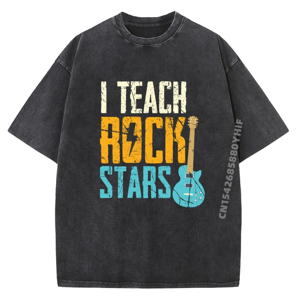 

I Teach Rockstars Band Orchestra Teacher T Shirt Men 100% Cotton Oversize Man Retro Washed Tops & Tees