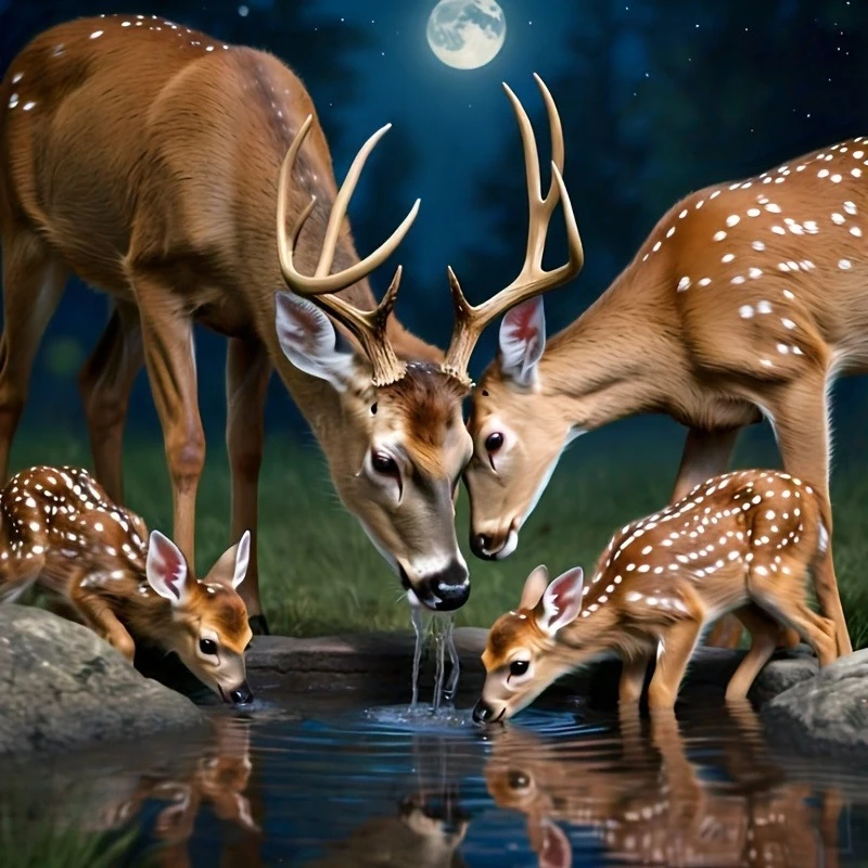 

500PCS/1024 PCS Jigsaw Puzzles Deers Heartwarming Moment Family Activity Games DIY Puzzle for Living Room Home Decor Gift