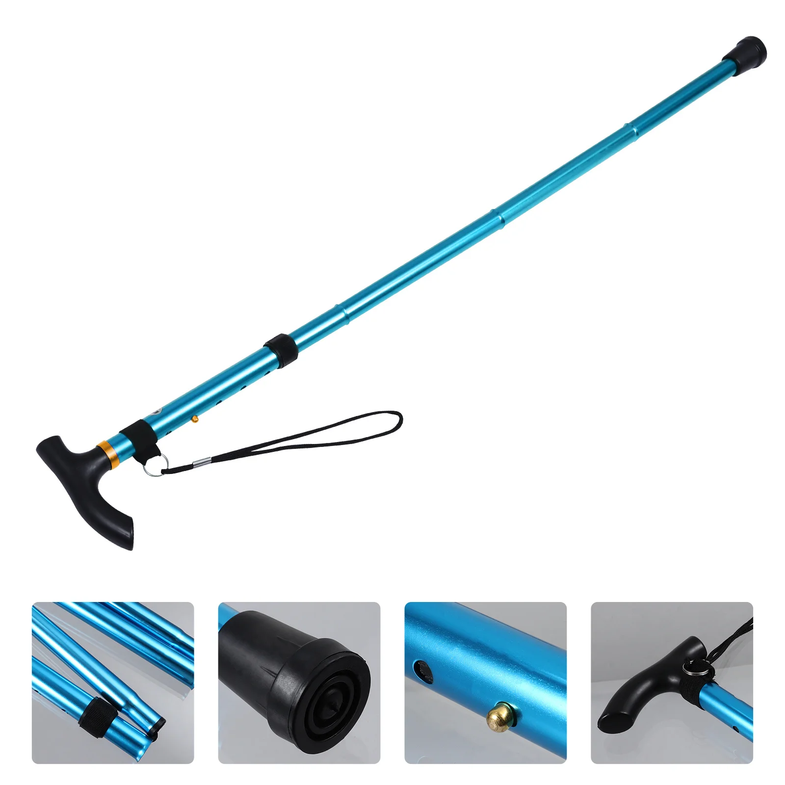 

Aluminum Alloy Folding Stick Aluminium Alpenstock Camping Climbing Trekking Pole Blue Outdoor Walking Elder