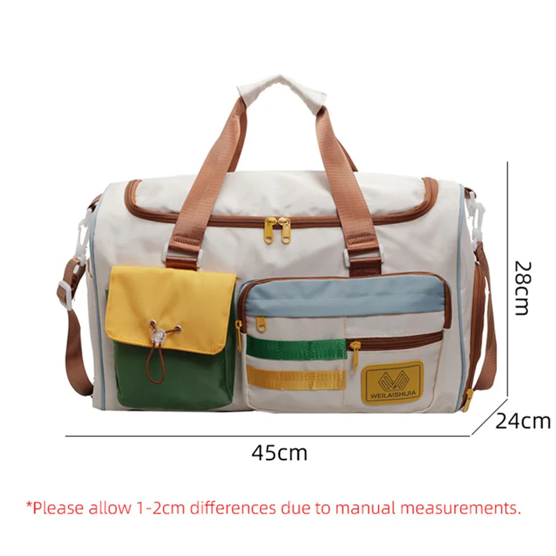 Women Gym Bag Large Capacity Handbag Multifunctional Sport Bags Lightweight Gym Fitness Training Crossbody Bag Short Trip Duffel