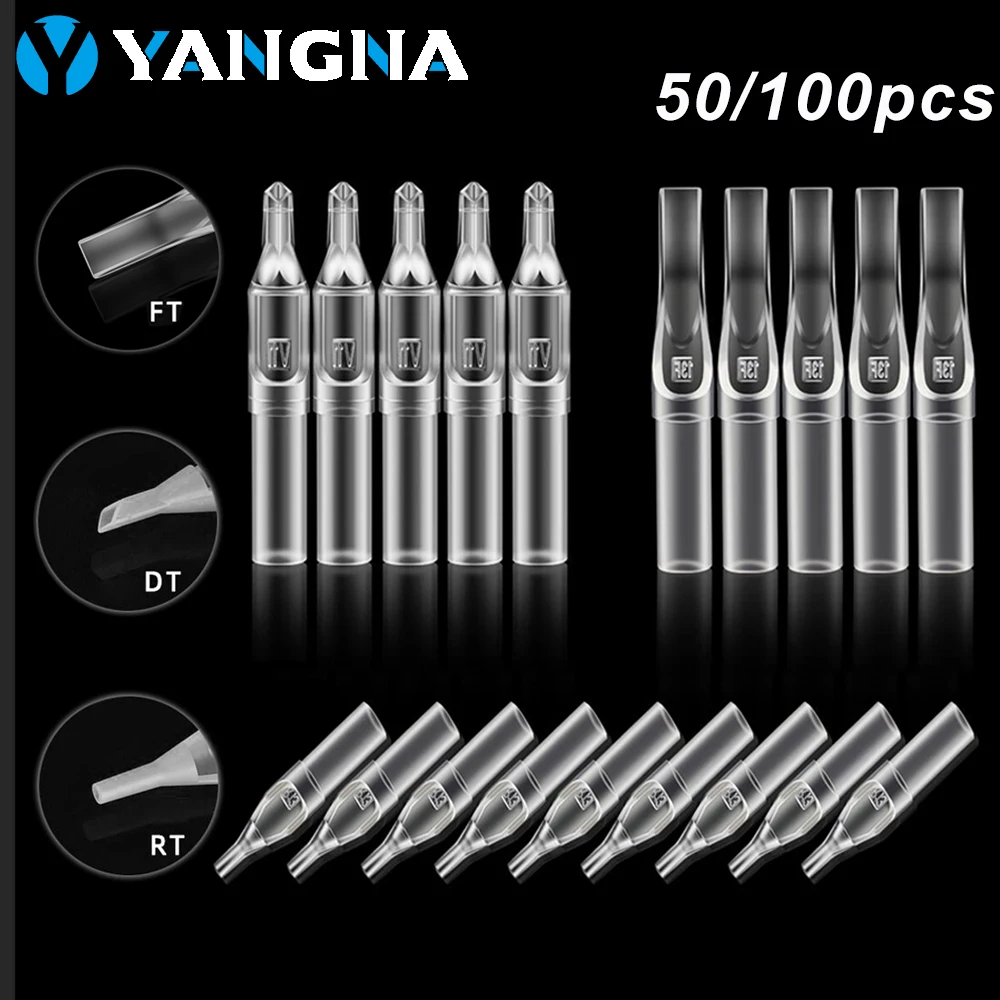 50/100PCS Disposable Tattoo Nozzle Tips RT/DT/FT Permanent Makeup Needle Tips Clear Plastic Sterile Assorted Tattoo tip Supplies