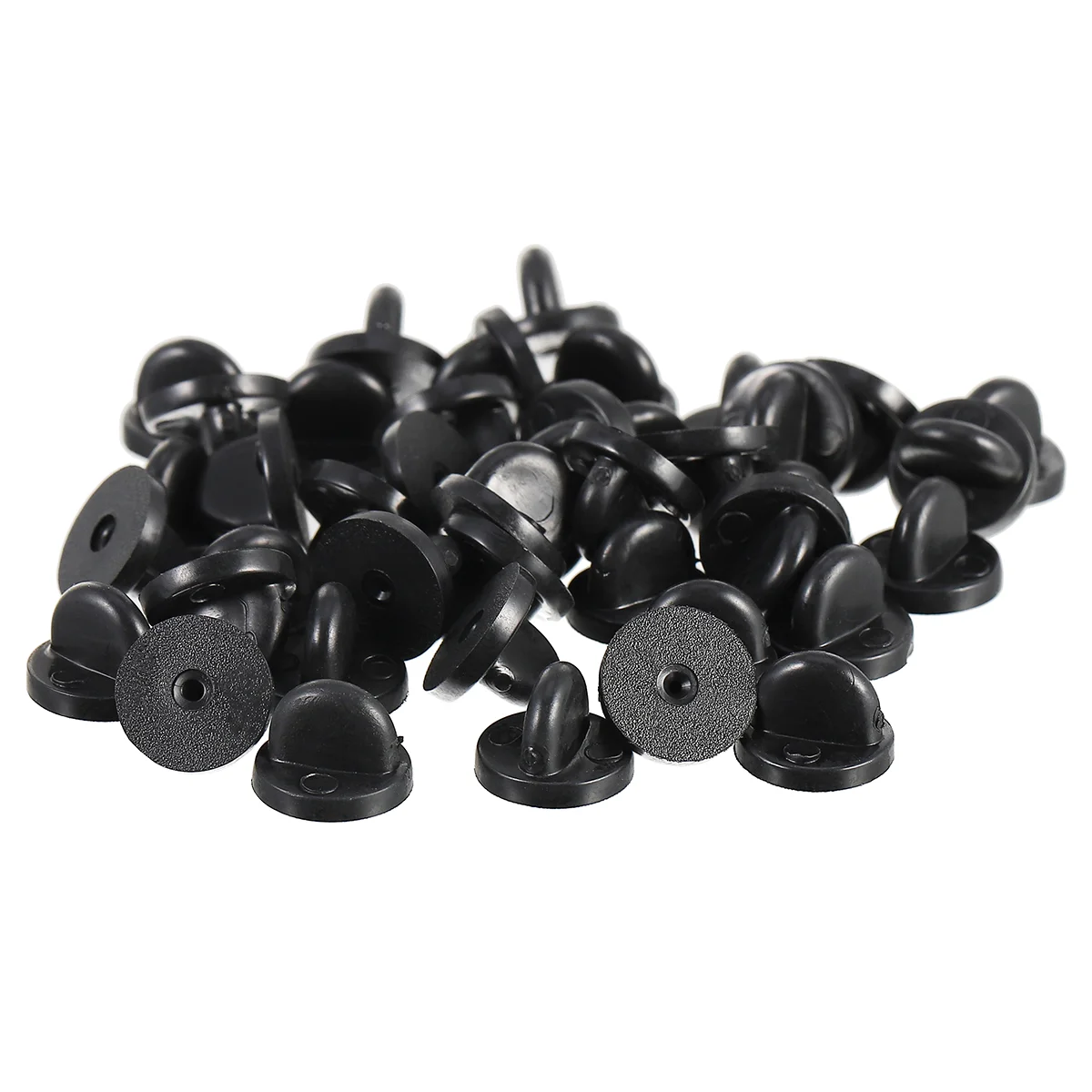 

200 Pcs Lapel Pins Butterfly Hat Backplate Holder Brooch Clasp Caps PVC Black Backs Keepers