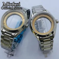 Miuksi 41mm silver sterile watch case sapphire glass fit NH35 NH36 ETA2836 Miyota8205 8215 821A Mingzhu DG2813 3804 movement