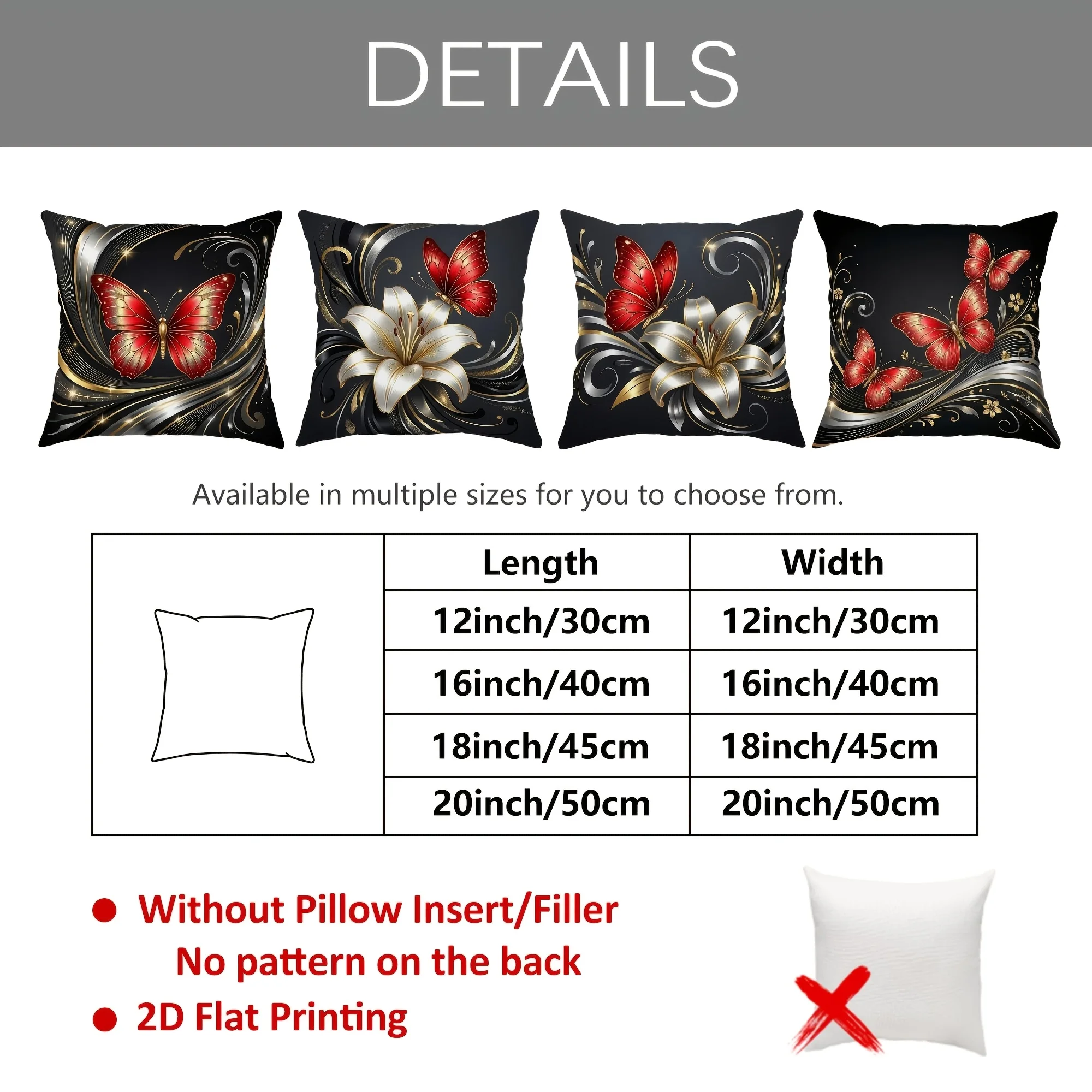Luxurious Butterfly Floral Throw Pillow Covers 45x45cm Glam Home Decor Accent Cushion Case Set Aesthetic Accent Pillows 4pcs
