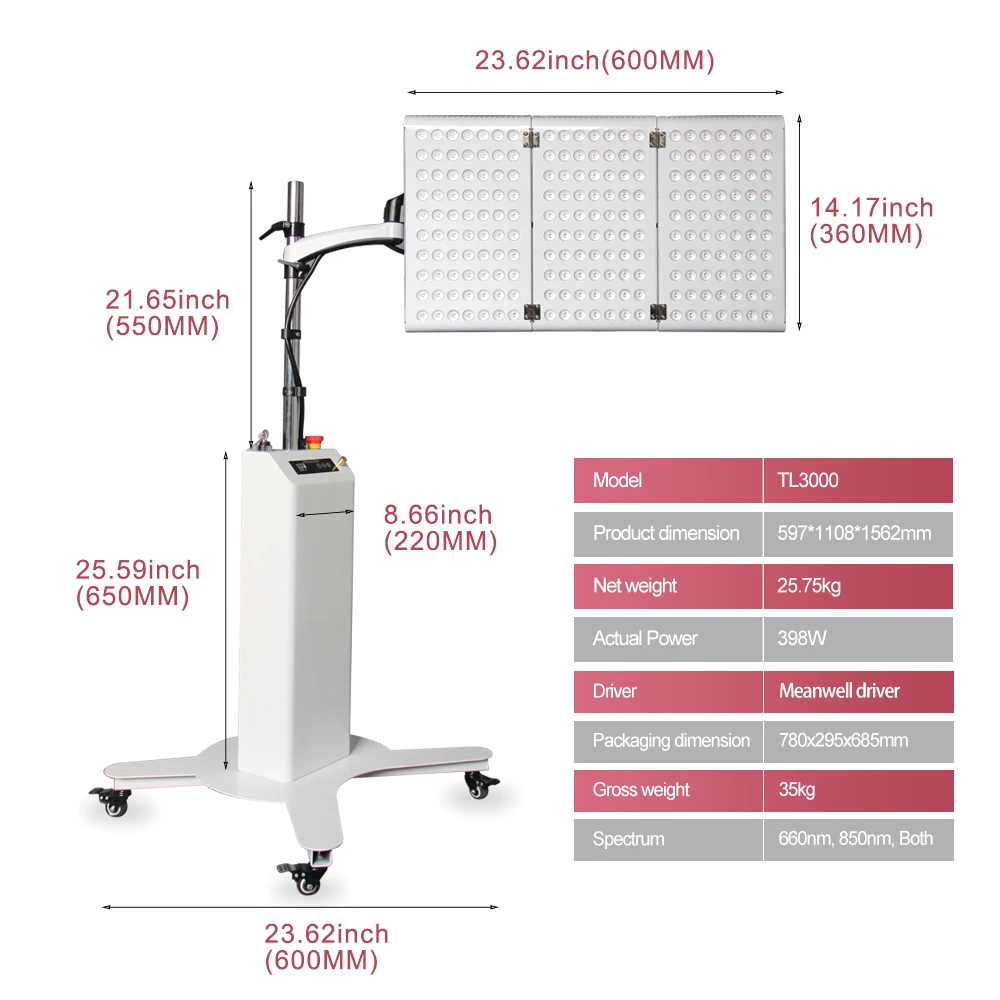 

1050w Led Chips Red Light Therapy Panel Red Therapy Light Device for Clinic Spa Beauty Led Light Therapy Face