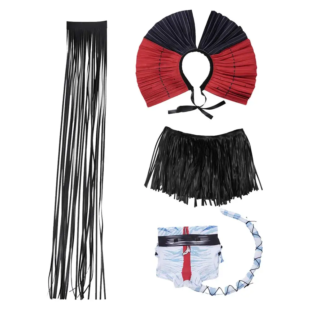 

Kidss Varang Cosplay Costume Fire and Ash Movie Avatar Disguise Jumpsuit Short Skirt Belt Headwear Halloween Carnival Party Suit