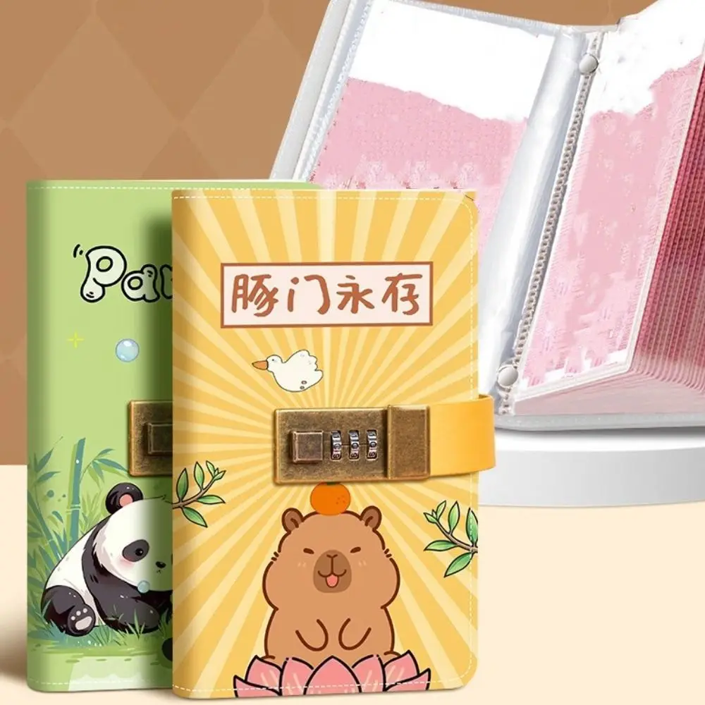 Buku Tabungan Mini Binder Anti Air Kapasitas Besar Capybara Panda 100 Amplop dengan Kunci Sandi
