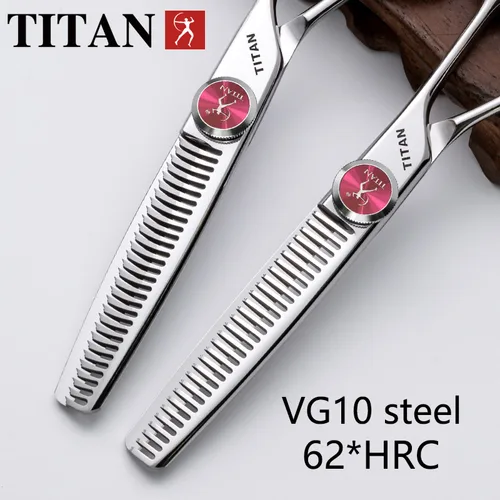 Imagen 2 del producto Tijeras de peluquería profesionales TITAN, herramienta de corte de pelo para adelgazar, acero vg10, 6,0, 6,5 pulgadas, herramientas de corte de salón